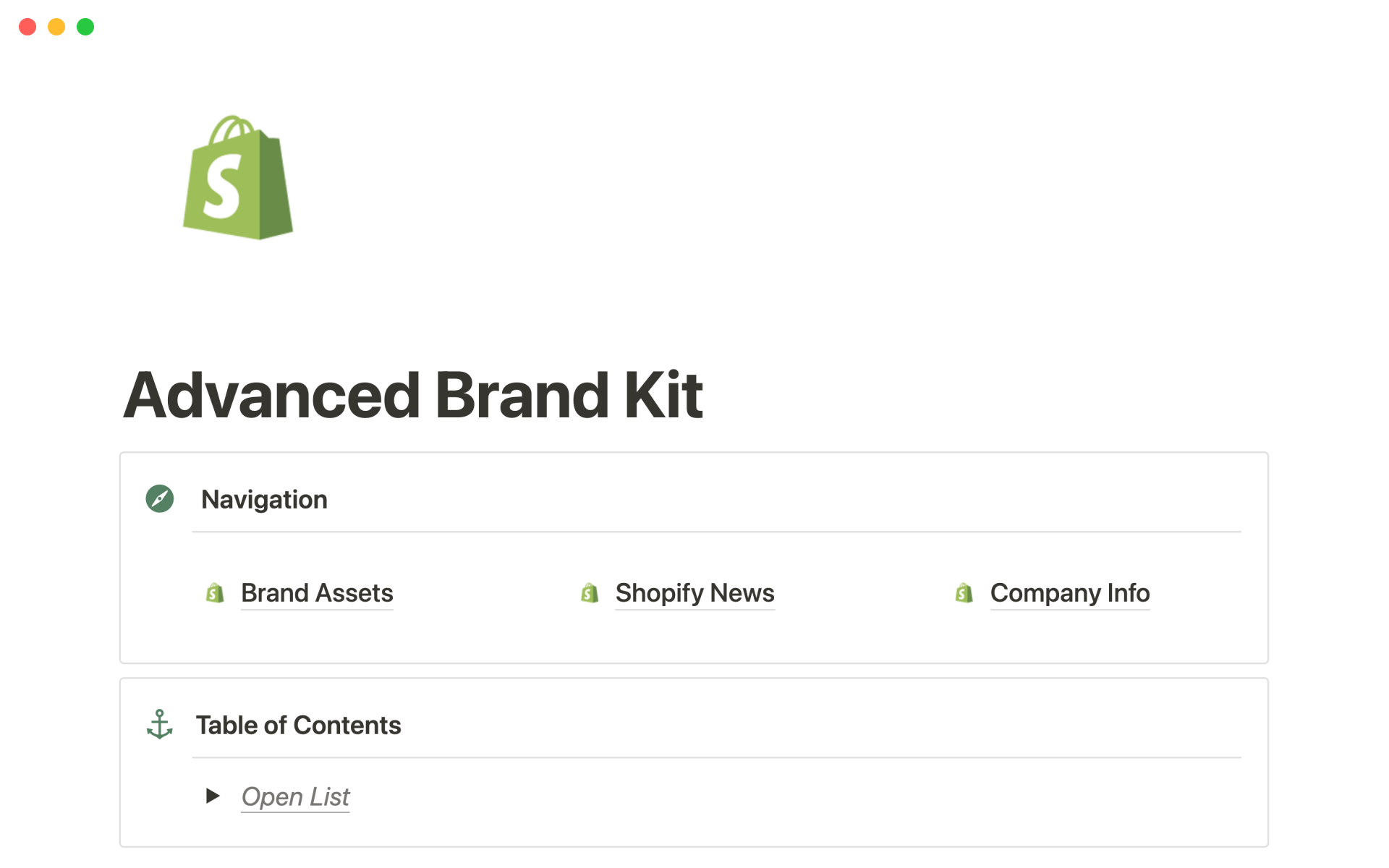 A template preview for Advanced brand kit