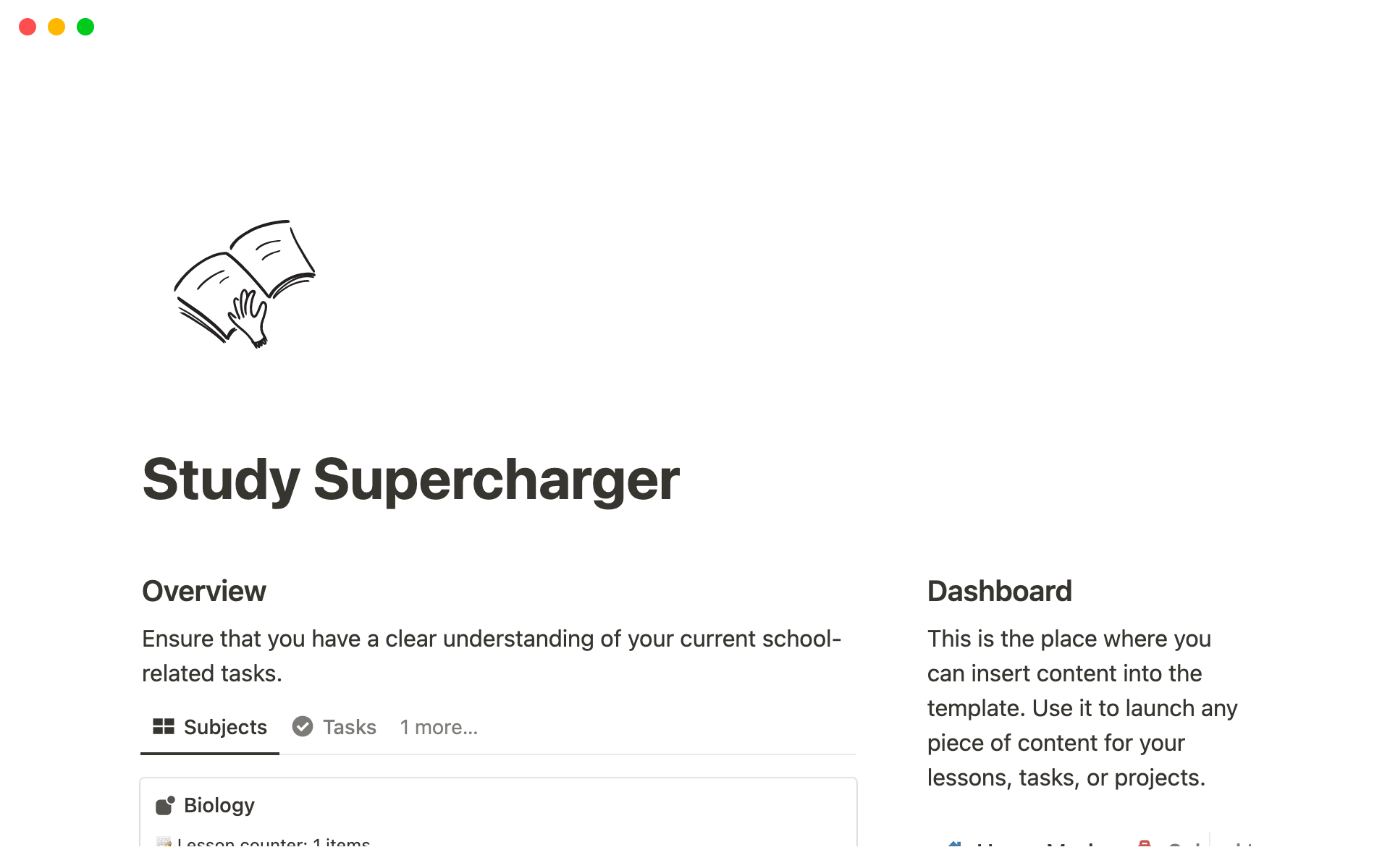 A template preview for Study Supercharger