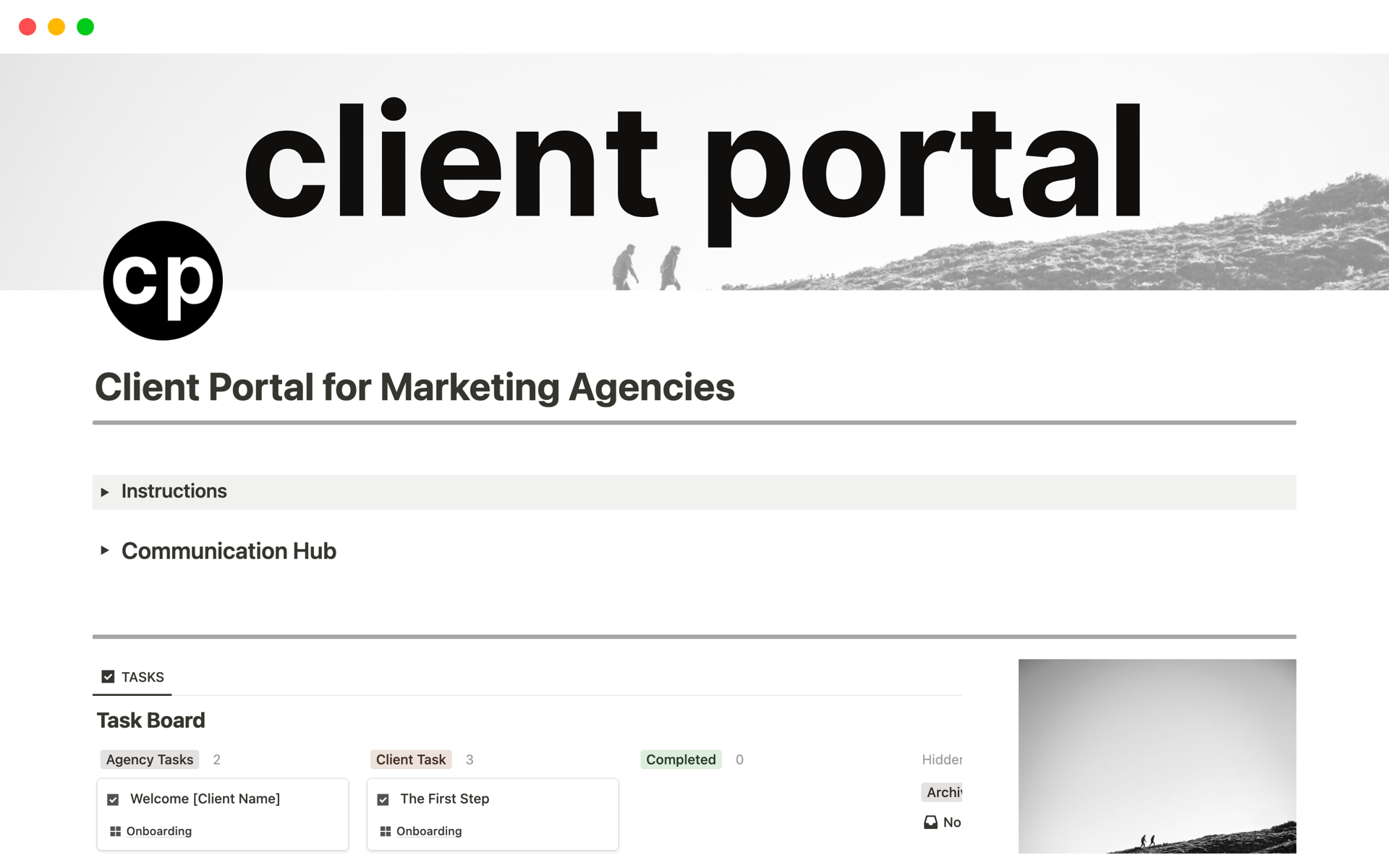 A template preview for Ultimate Client Portal for Marketing Agencies