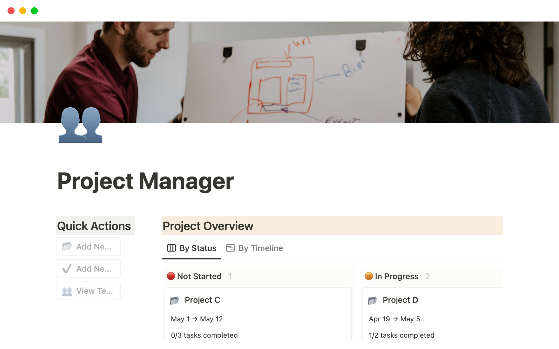 A template preview for Project Manager