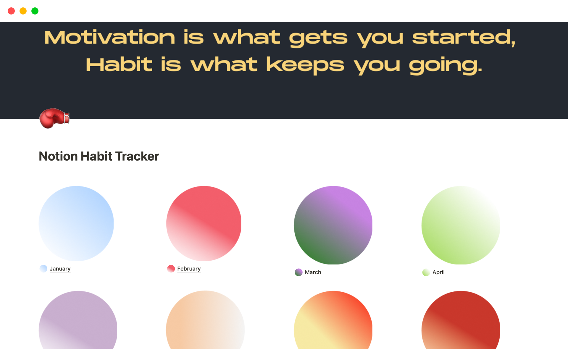 A template preview for Notion Habit Tracker