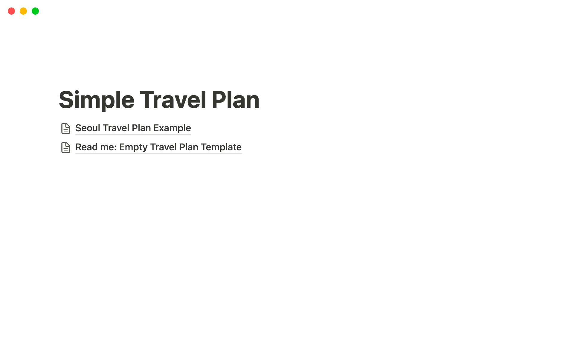 Aperçu du modèle de Plan * Travel