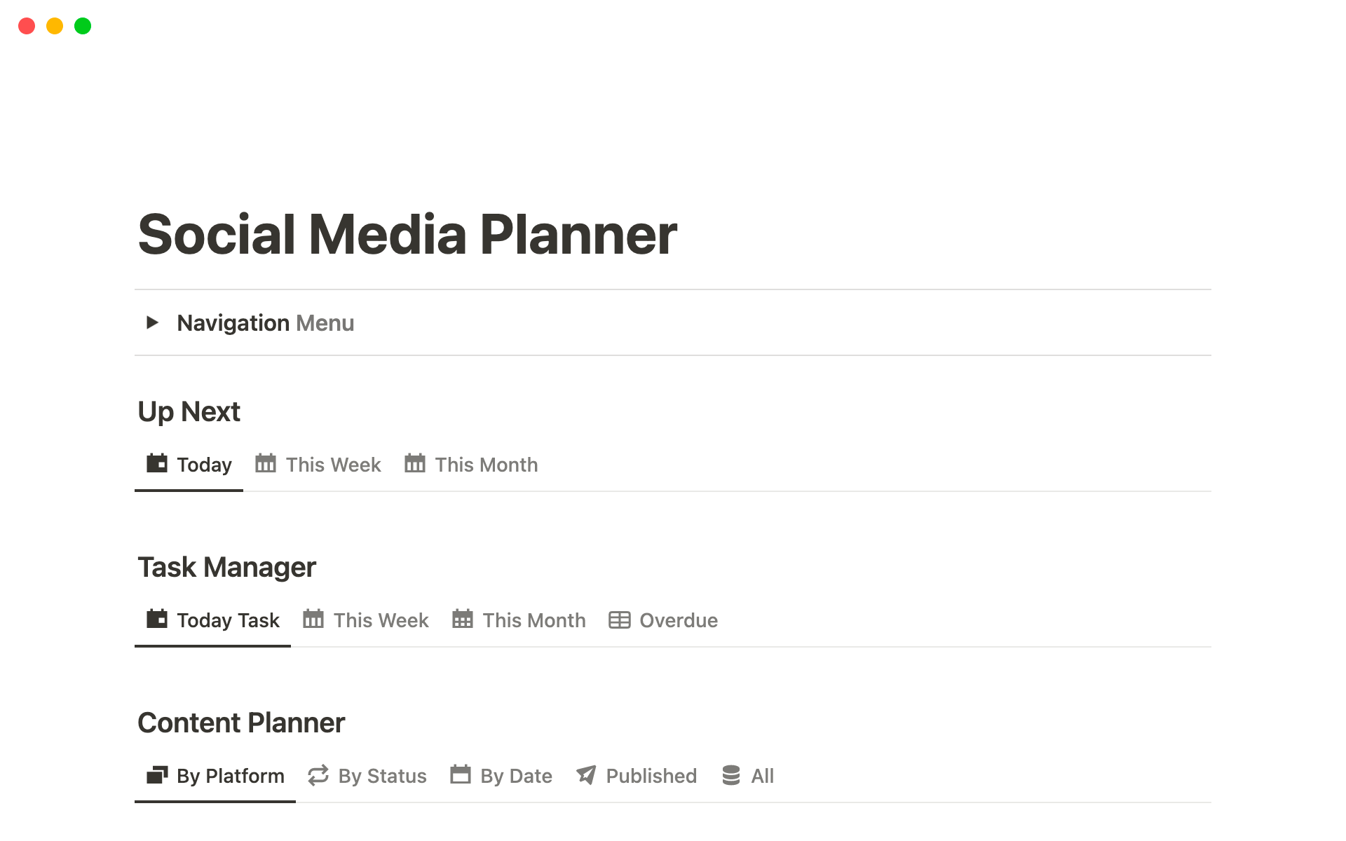 Streamline your Social Media Content and Grow your audience faster with Notion Social Media Planner.