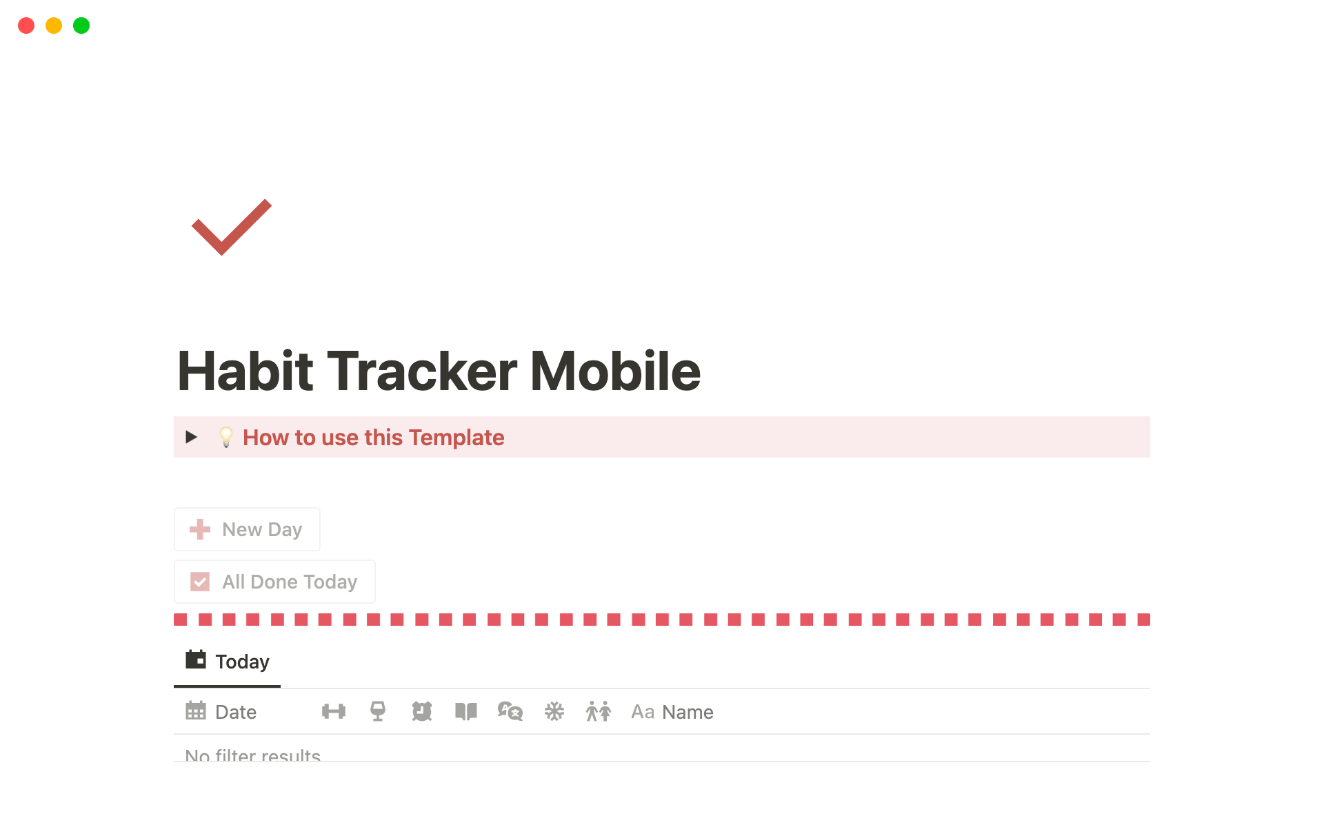 A template preview for Habit Tracker Mobile