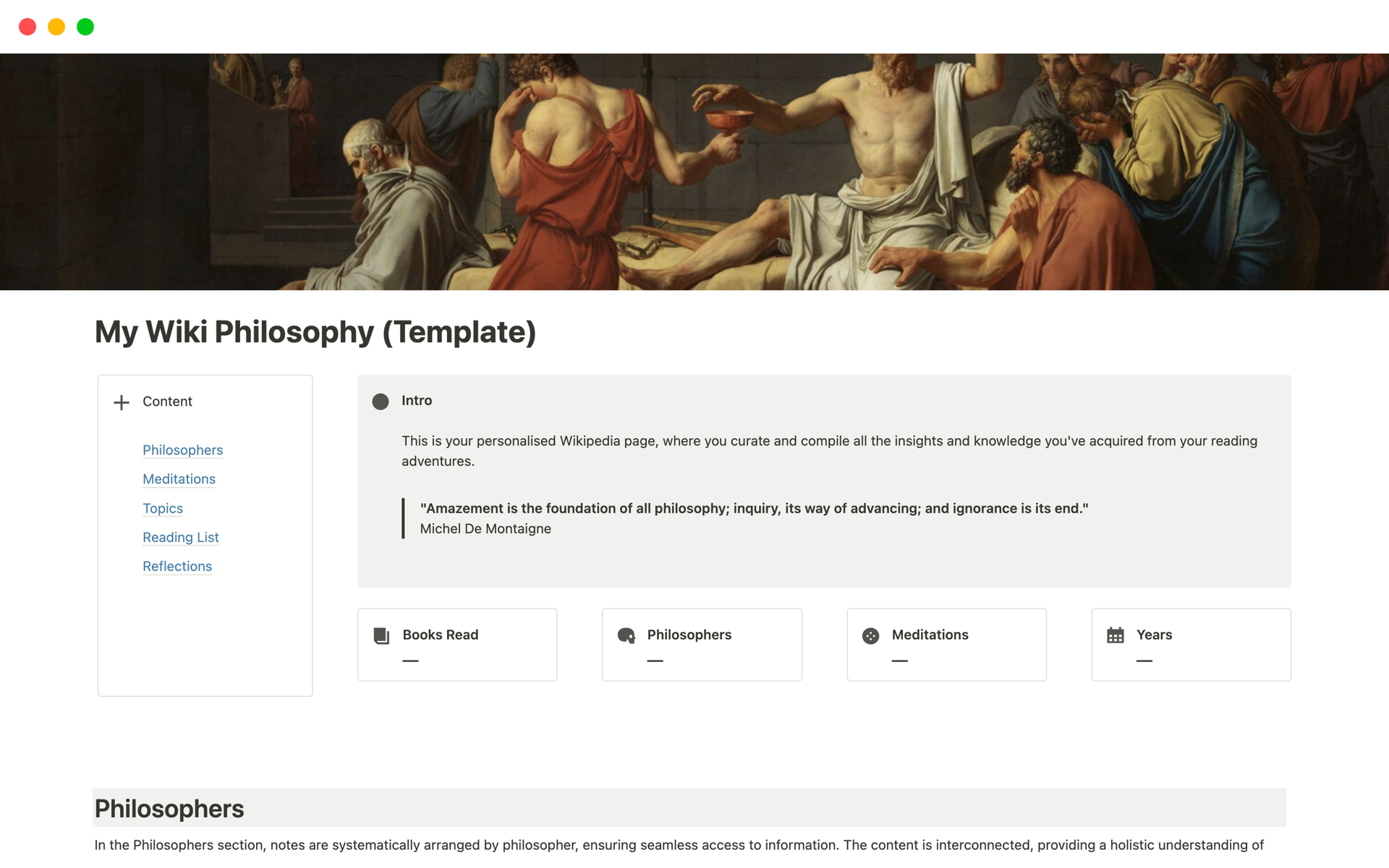 My Wiki Philosophy Notion Template