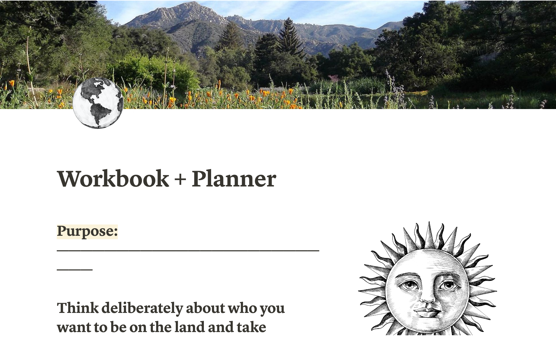 Eine Vorlagenvorschau für GaiaHub Workbook + Planner