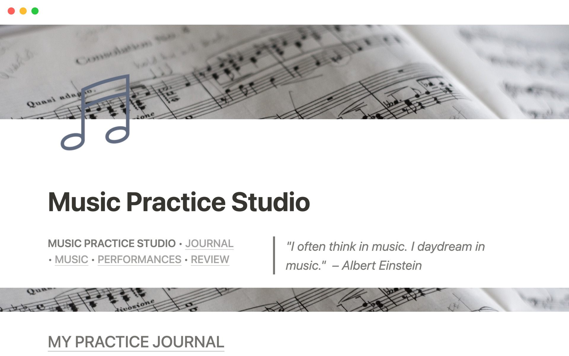 Designed to help musicians navigate their music practice.