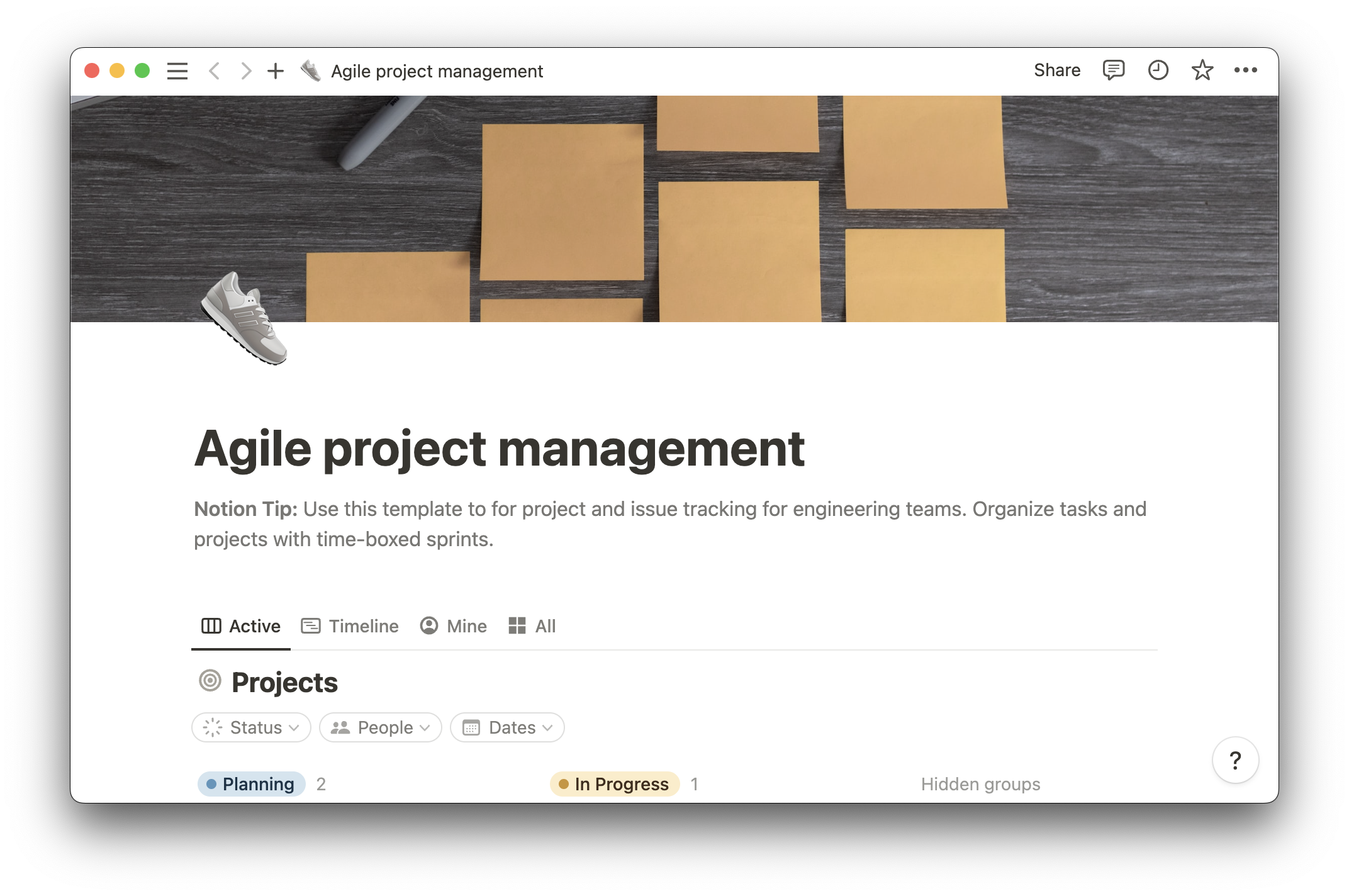 Agile project management template