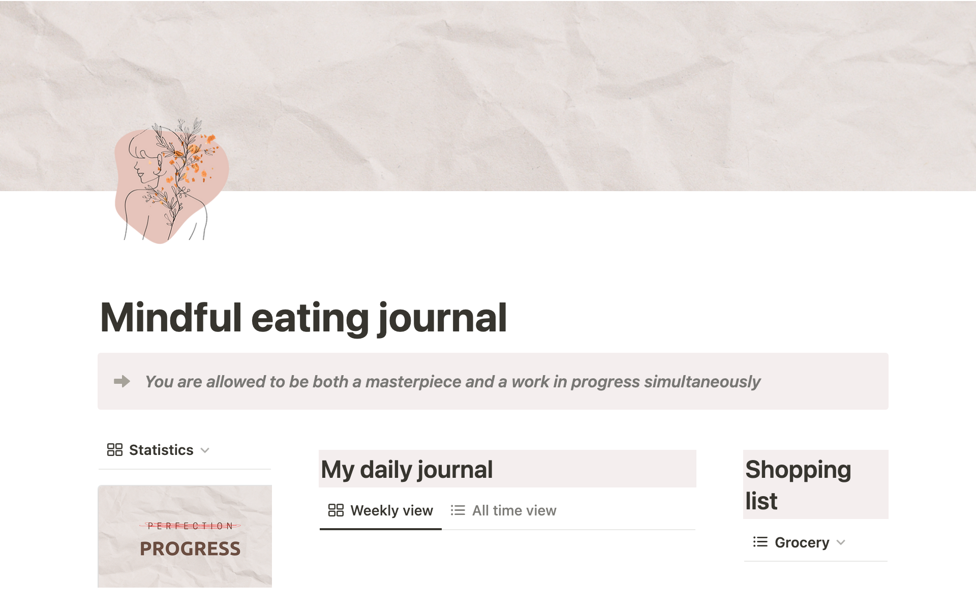 A template preview for Mindful eating journal