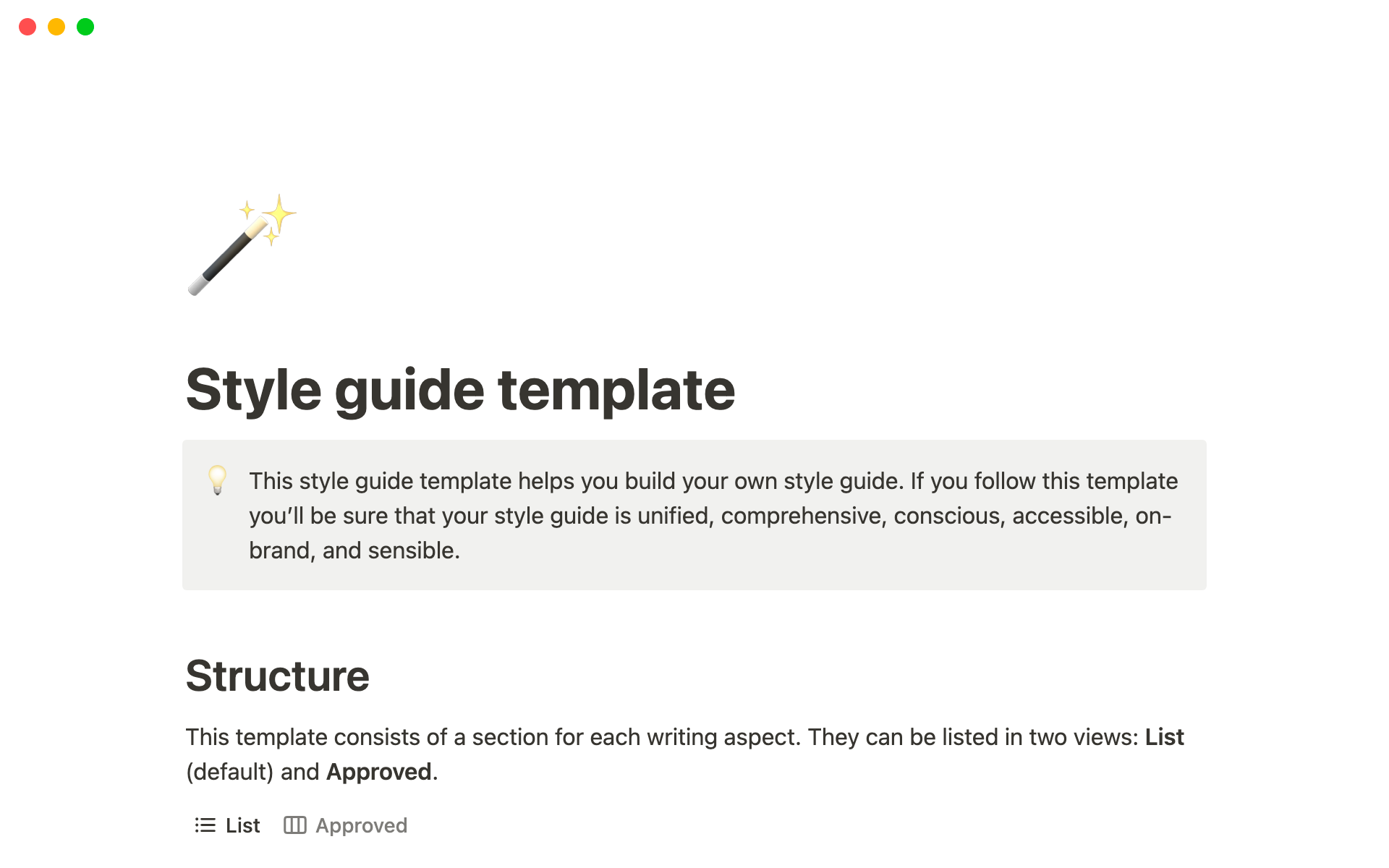 This style guide template helps you build your own style guide and share it with your content creators.