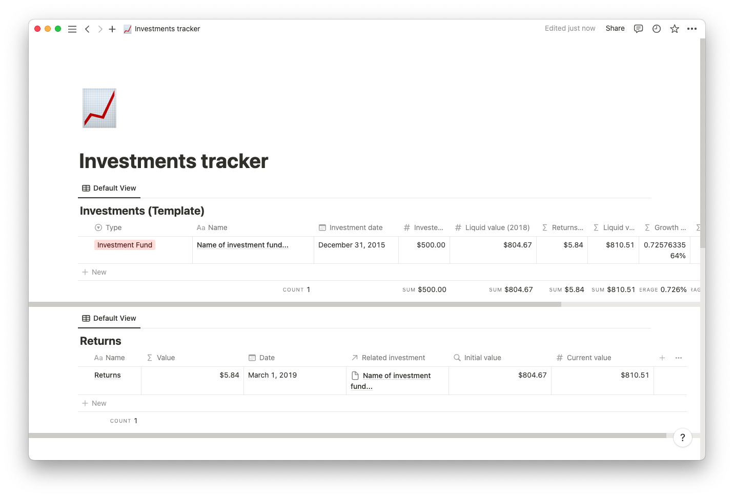 Investments tracker template thumbnail 
