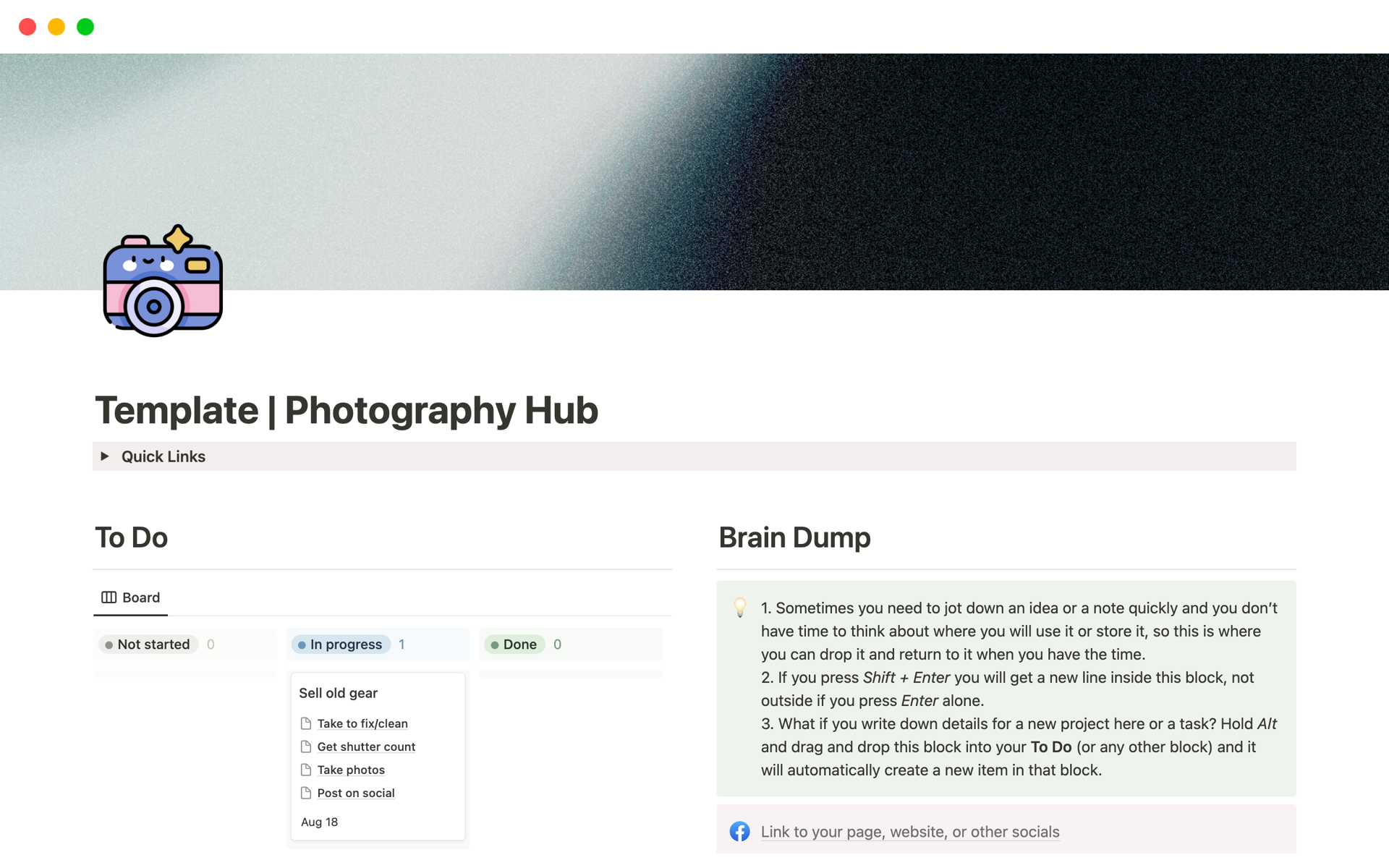 A template preview for Photography Hub