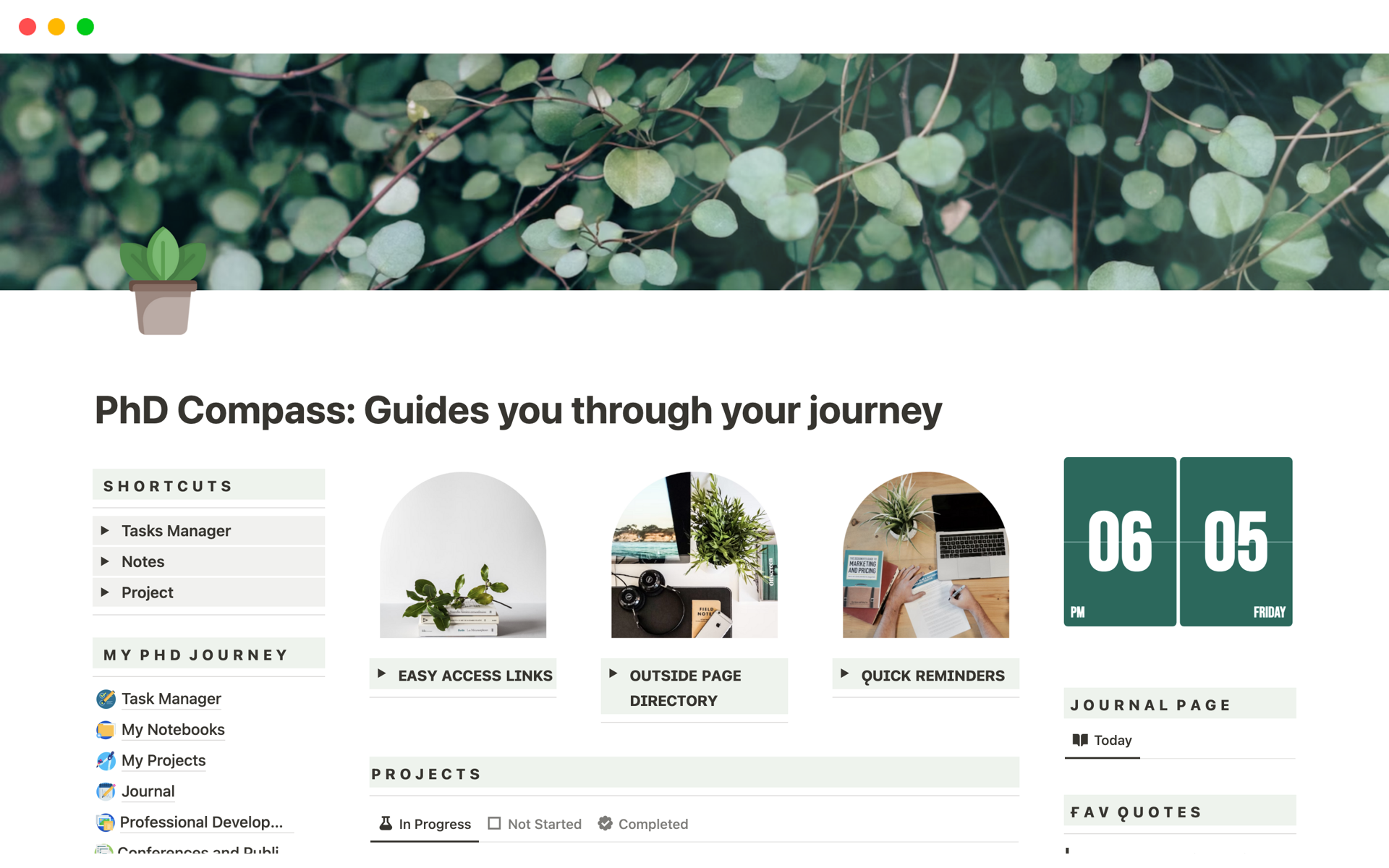 Eine Vorlagenvorschau für PhD Compass: Guides you through your journey