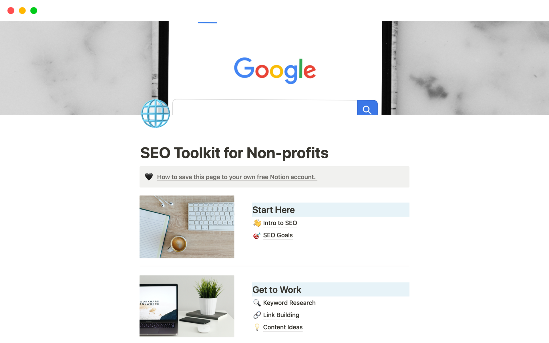 A template preview for SEO Toolkit for Non-profits