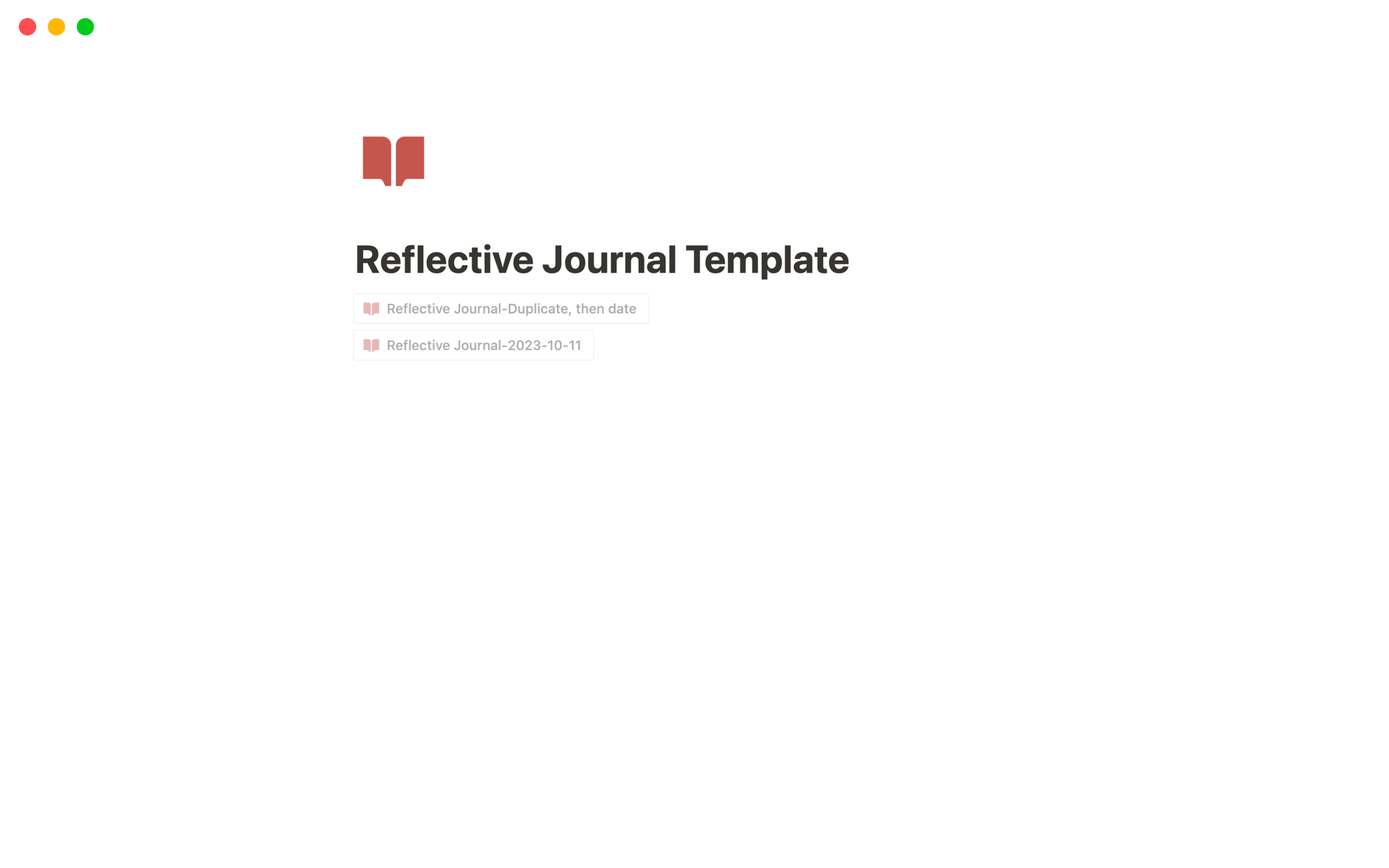 Reflective Journal Template Notion Template