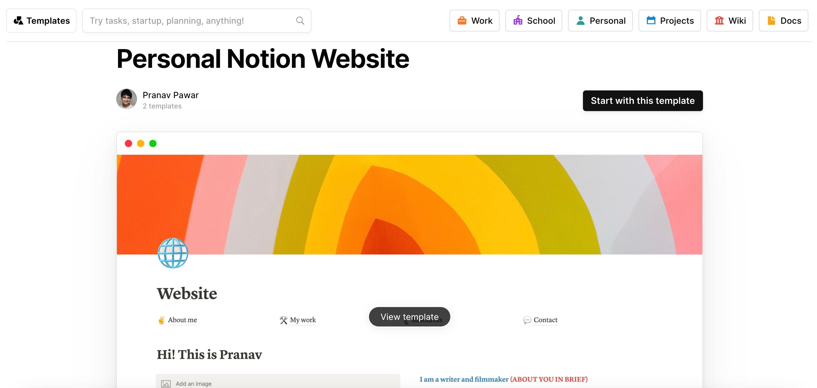 Personal Notion Website
