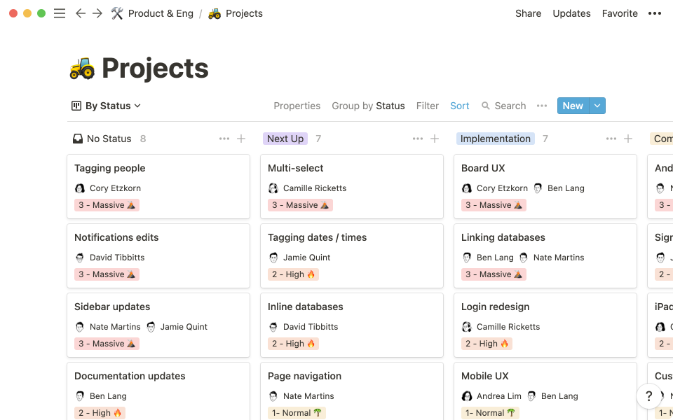 A fictionalized version of our engineering projects database.