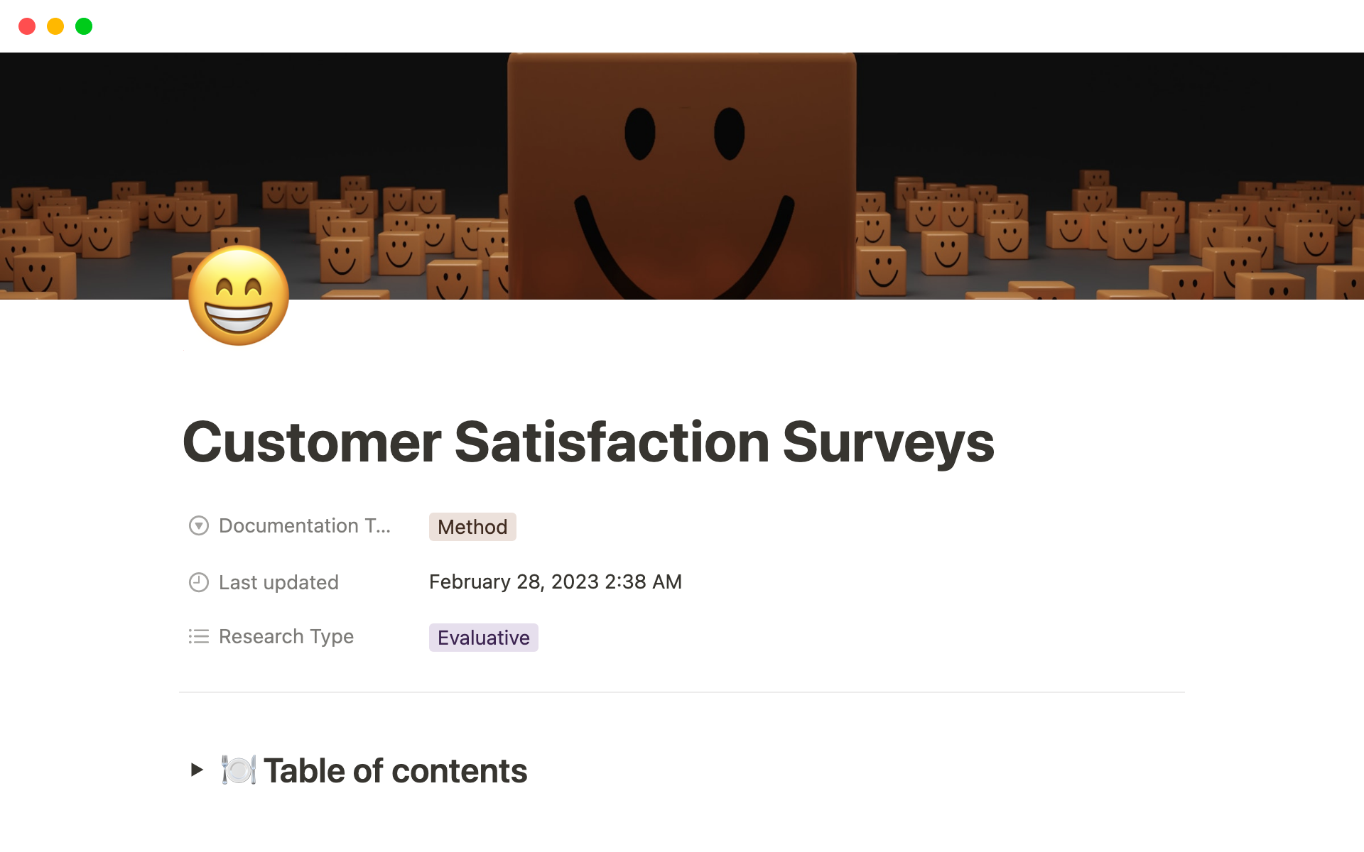 A template preview for Customer Satisfaction Surveys