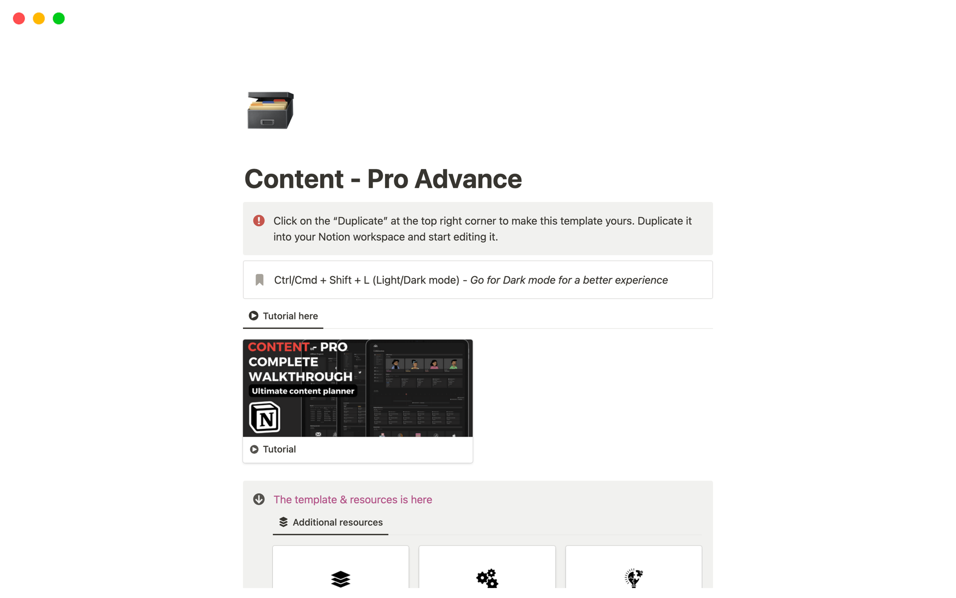 A template preview for Content - Pro Advance 