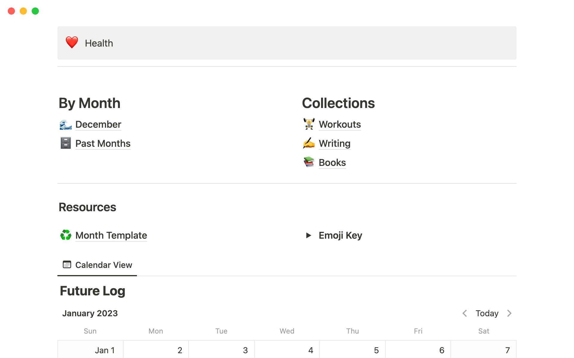 A digital bullet journal for tracking tasks, collections, dates — whatever you want.
