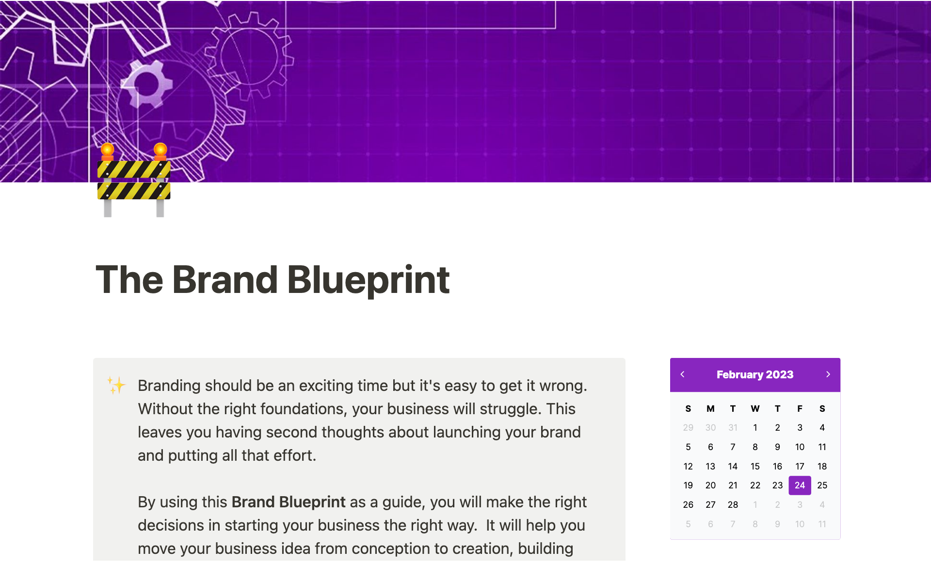 A template preview for The Brand Blueprint Workbook