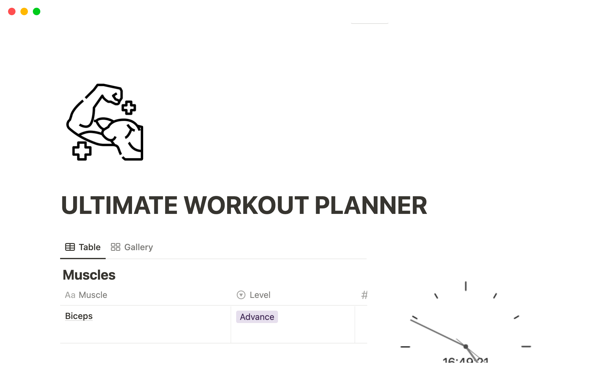 Workout and bodybuilding planner