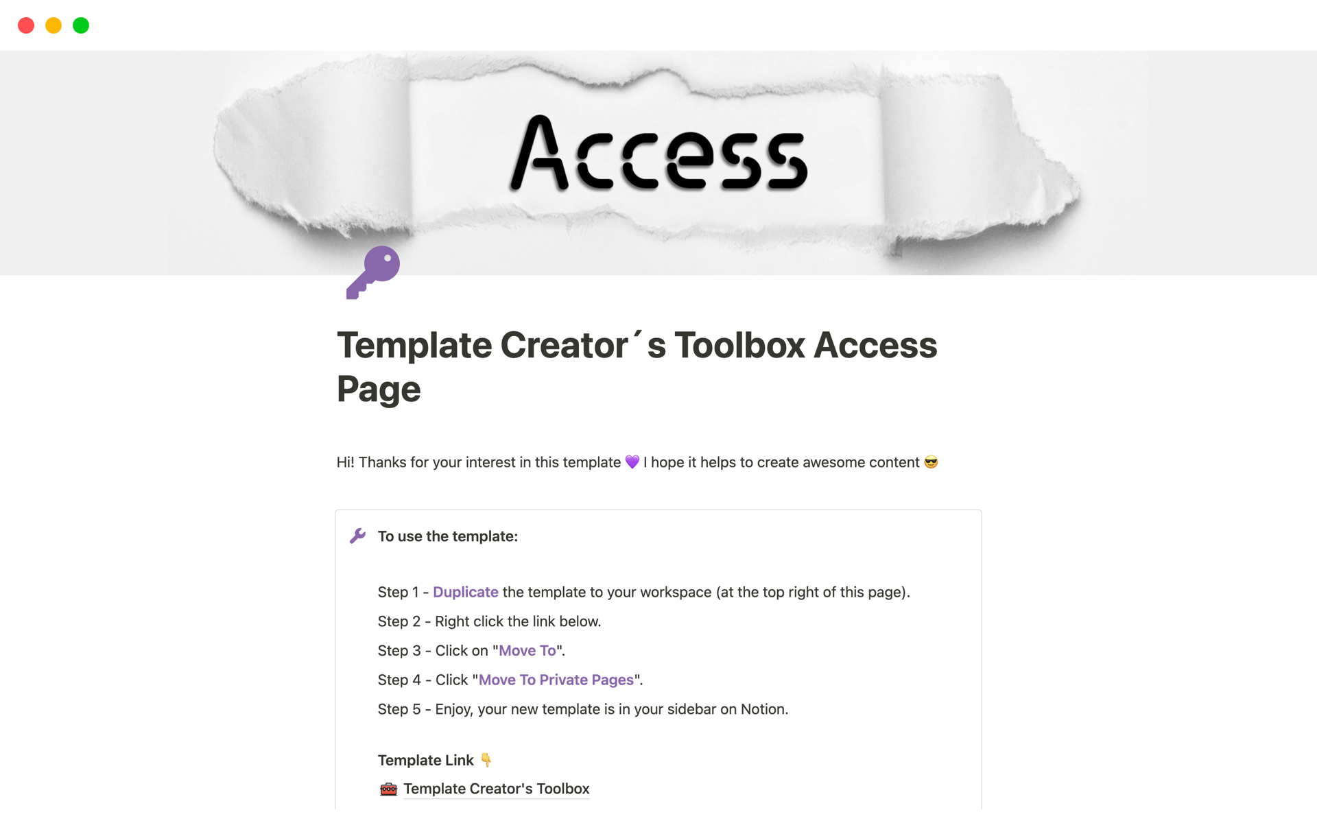A template preview for Template Creator´s Toolbox