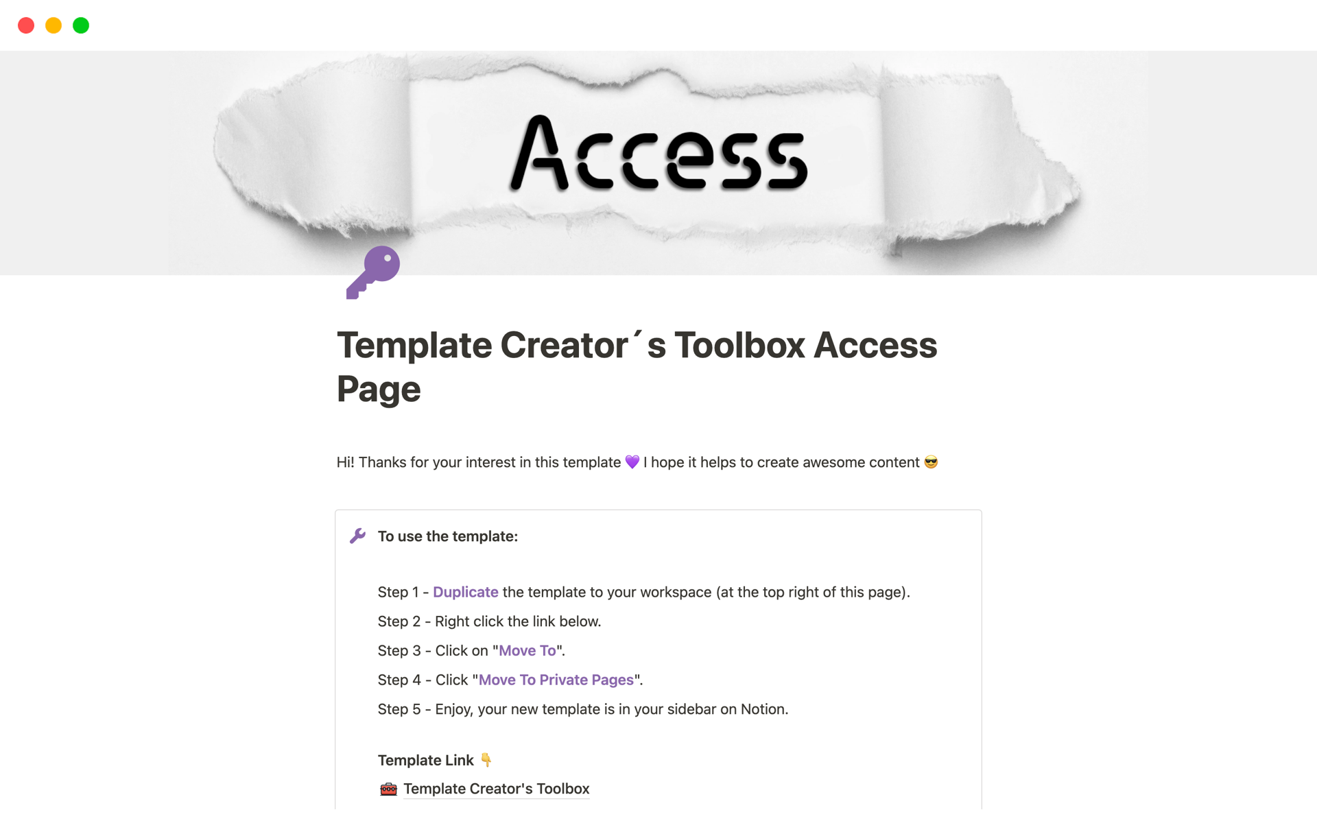 Template Creator´s Toolbox Notion Template