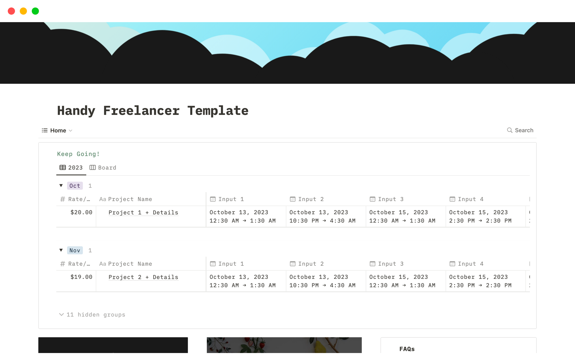 A template preview for Handy Freelancer Template