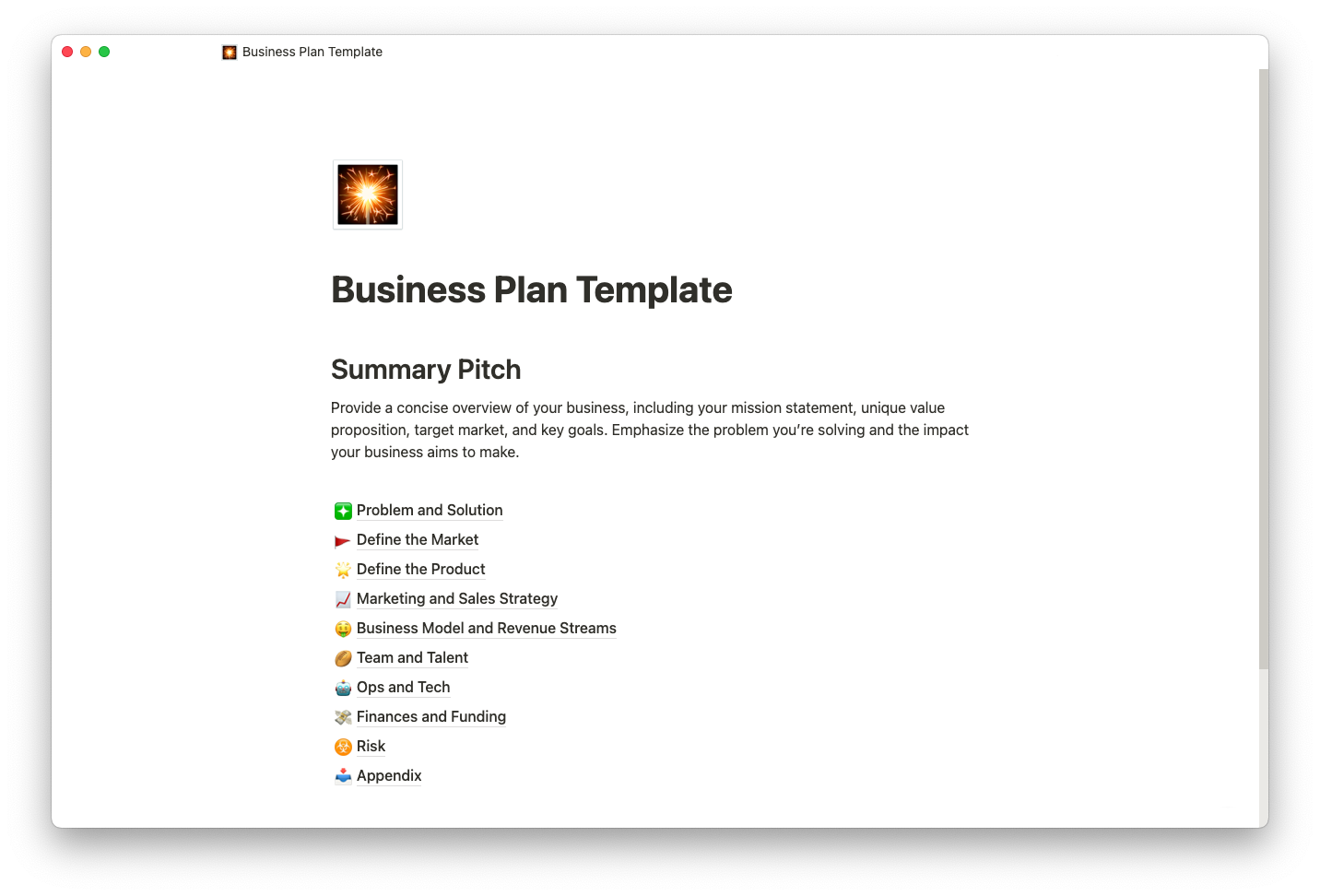 business plan template thumbnail