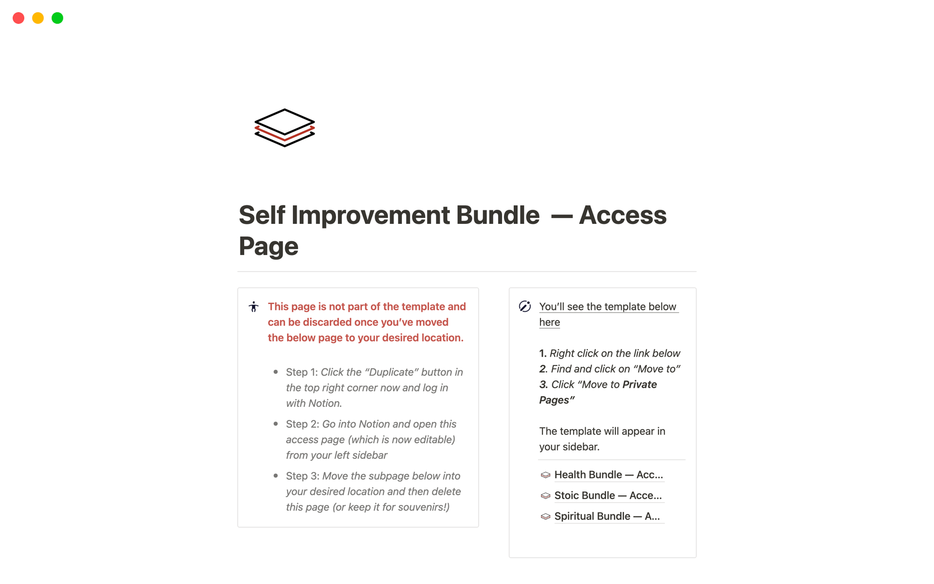 A template preview for Self Improvement Bundle