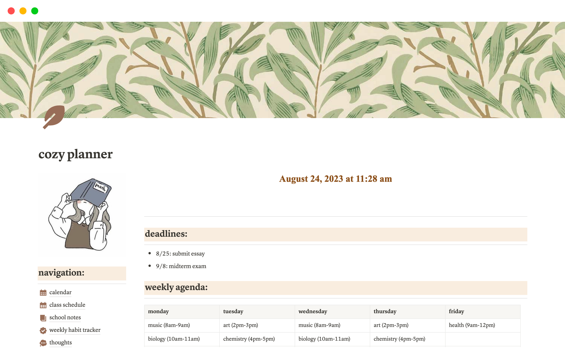 Cozy corner | Notion Template