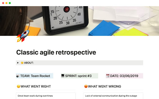Classic agile retrospective template