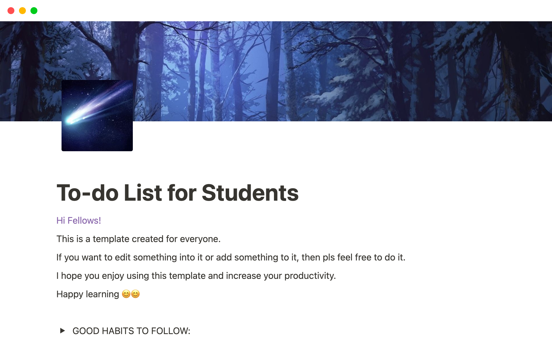 A template preview for To-Do List for students