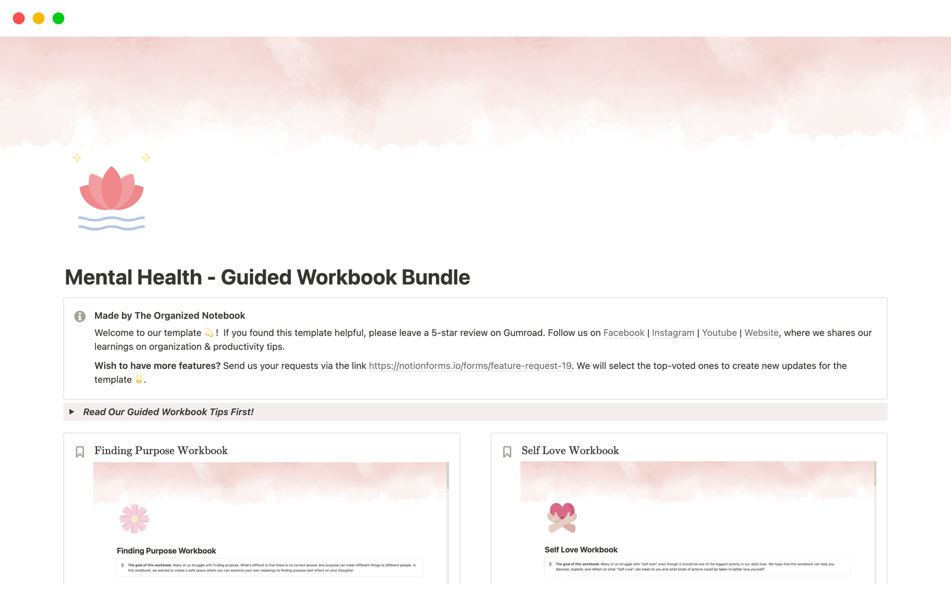 A template preview for Mental Health - Guided Workbook Bundle