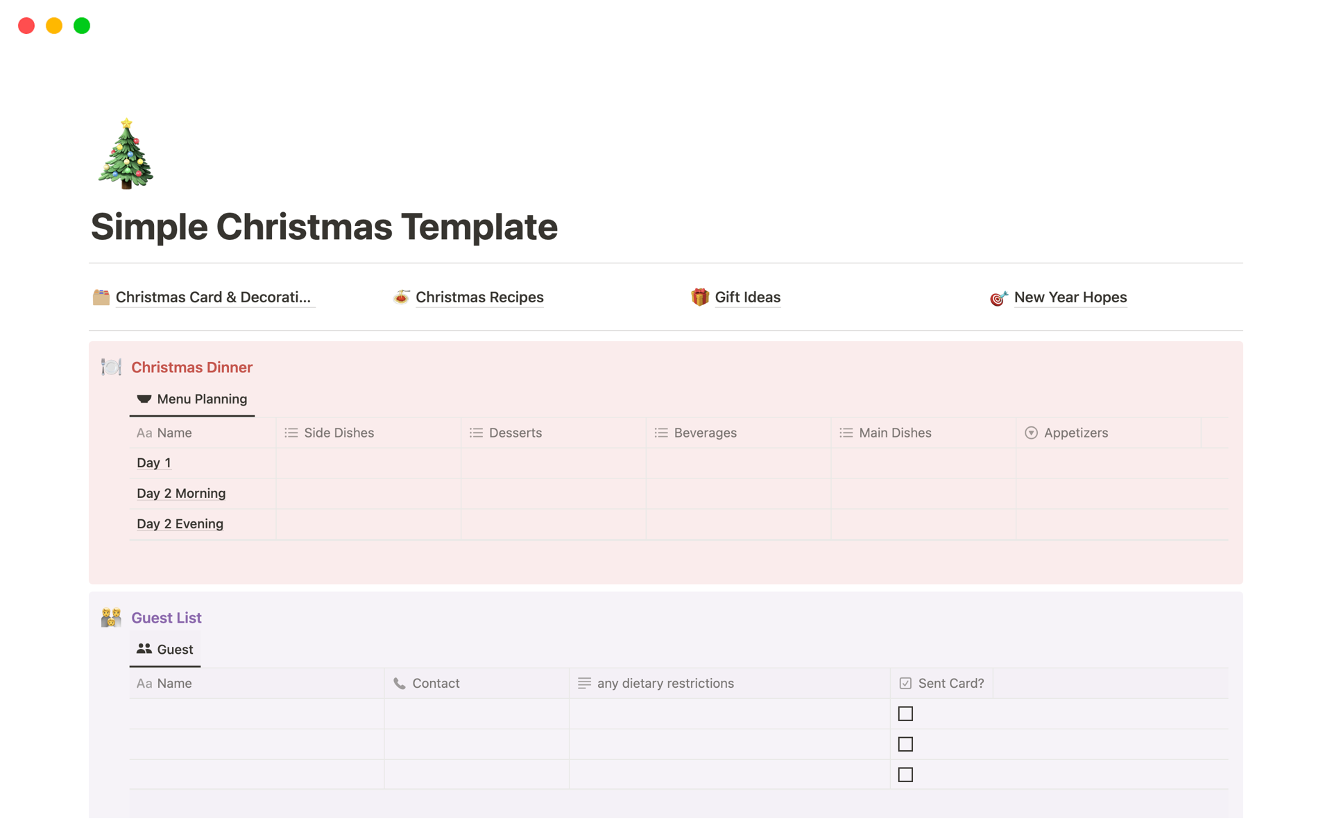 Simple Christmas Organizer | Notion Template Simple Christmas Organizer | Notion Template