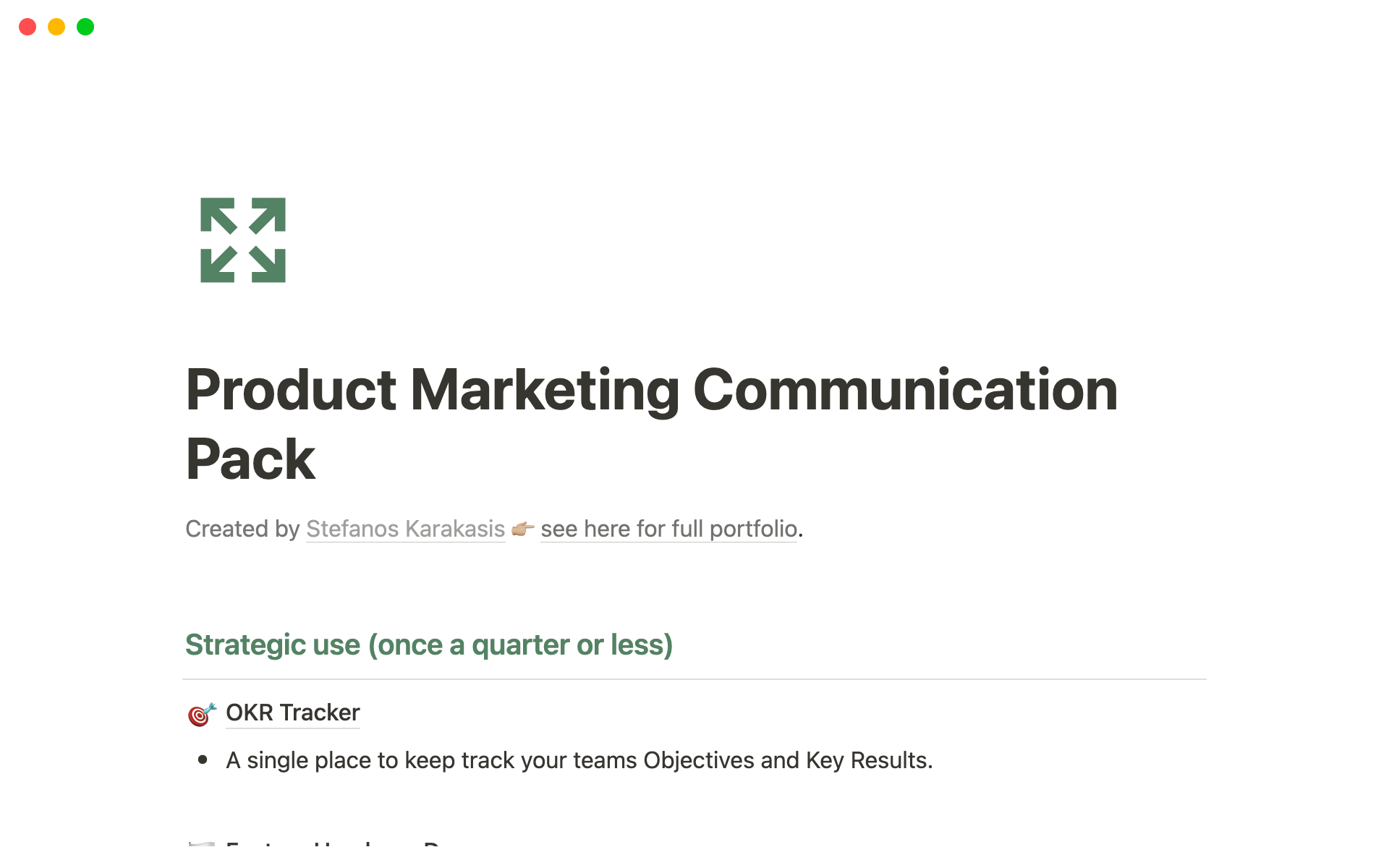 A template preview for Product Marketing Communication Pack