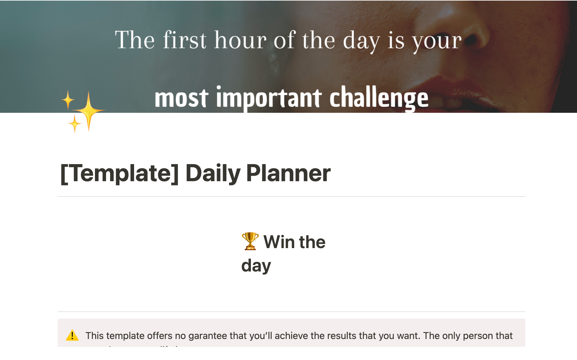 A template preview for The Ultimate Notion Daily Planner