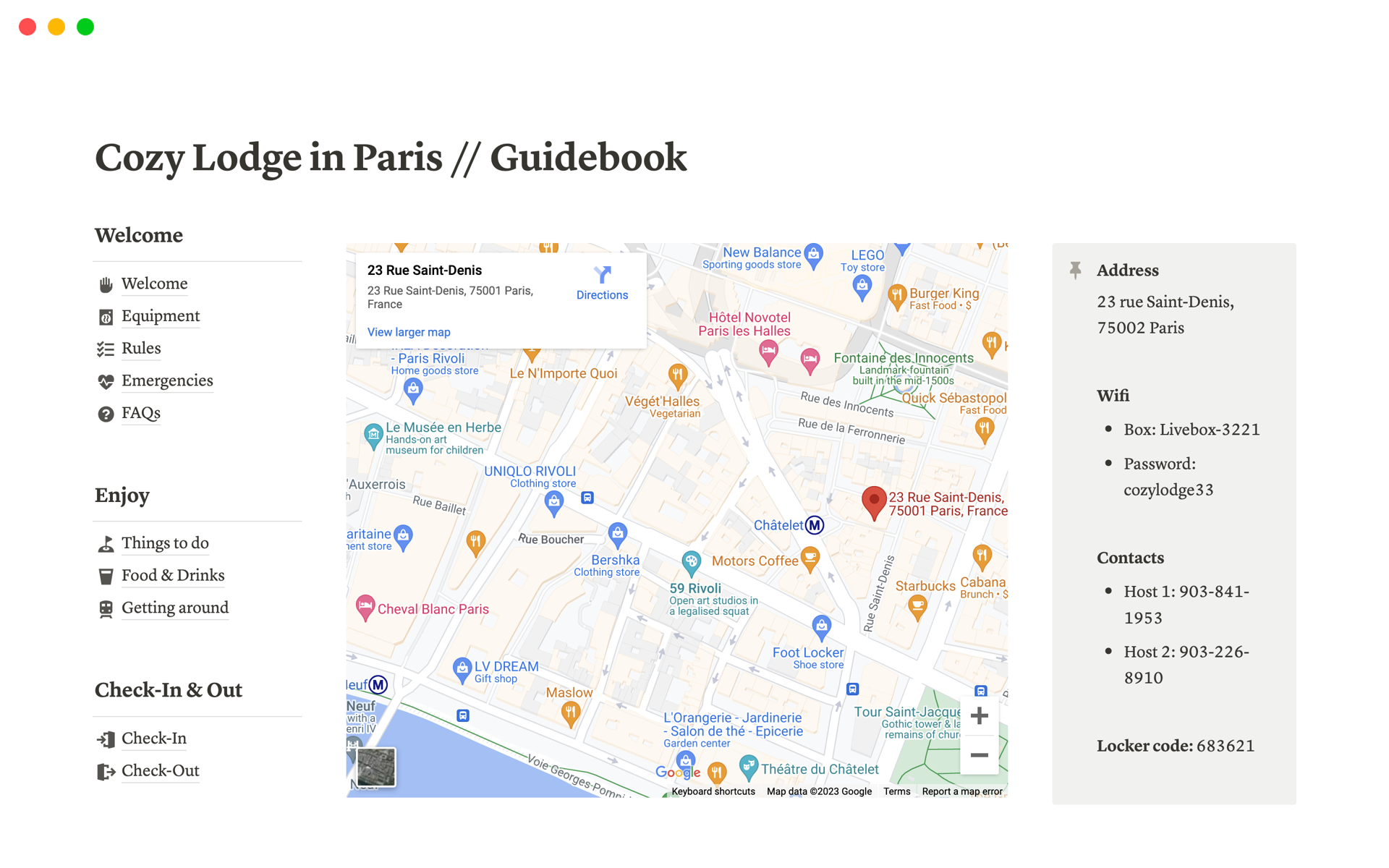 A template preview for Airbnb guidebook