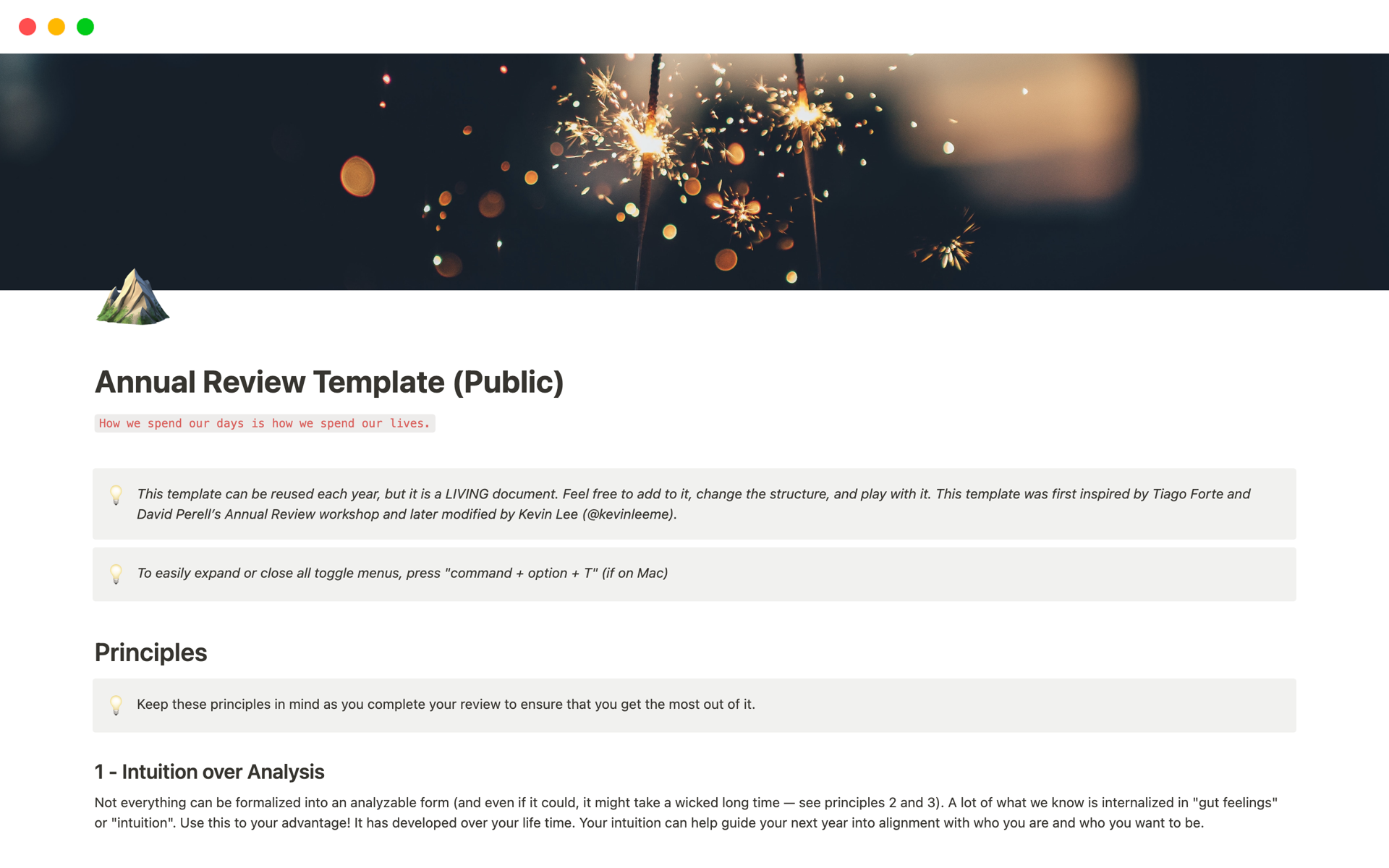 A template preview for Annual Review Template