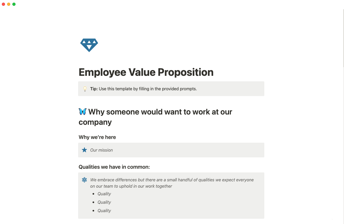 employee value proposition template