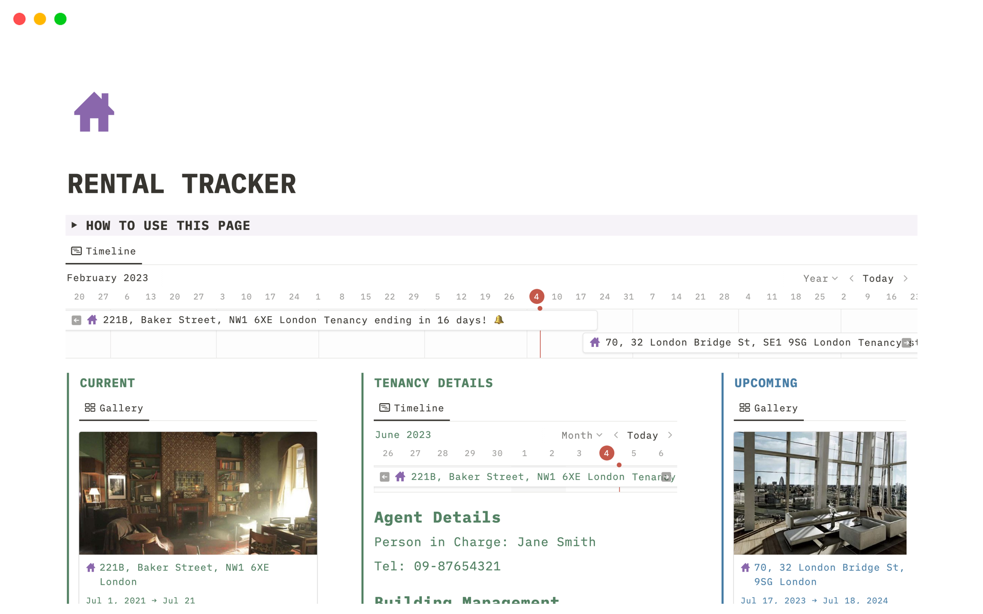 A template preview for Rental Tracker