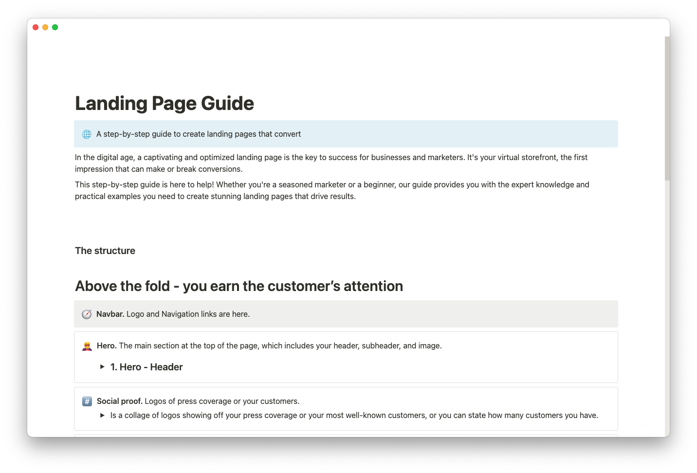 landing page guide template thumbnail