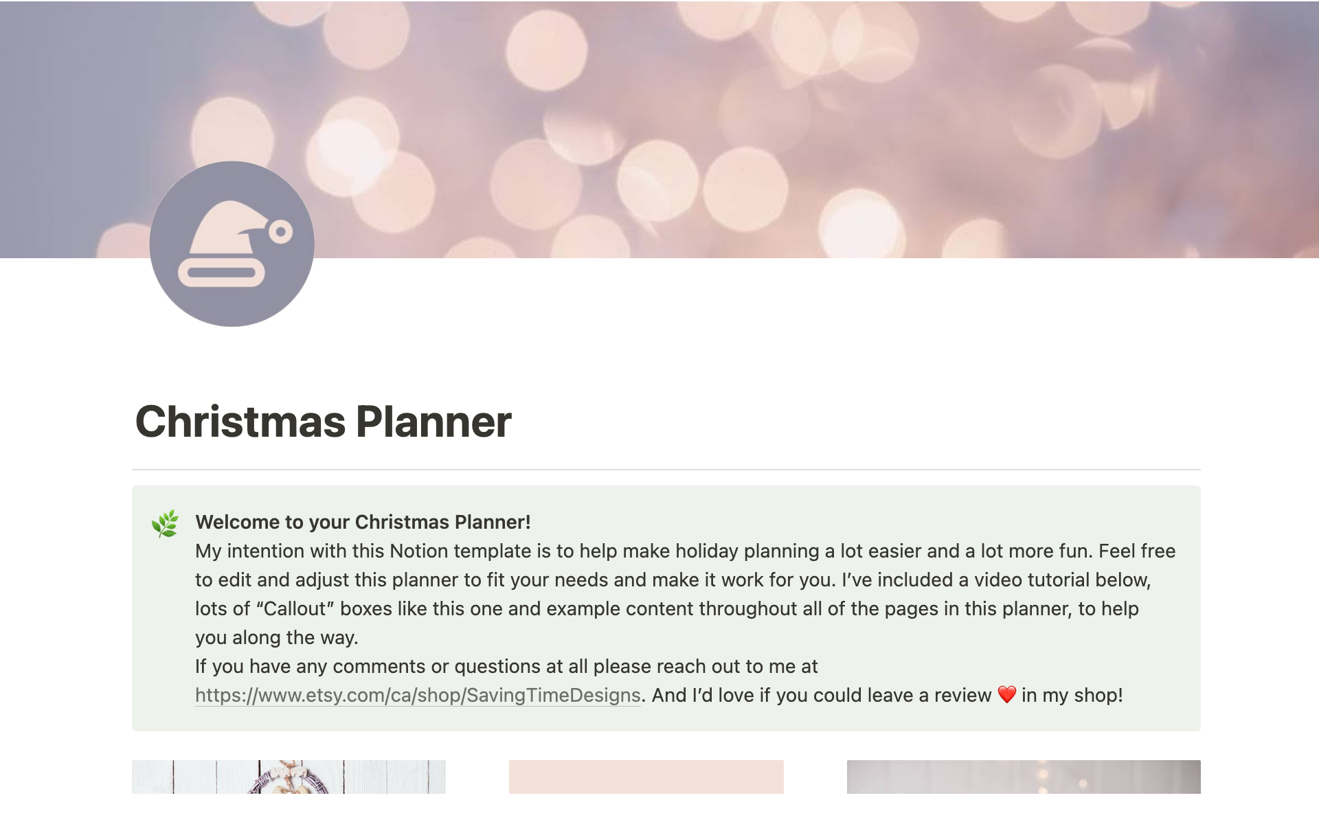 Helps people plan their Christmas/holiday season.