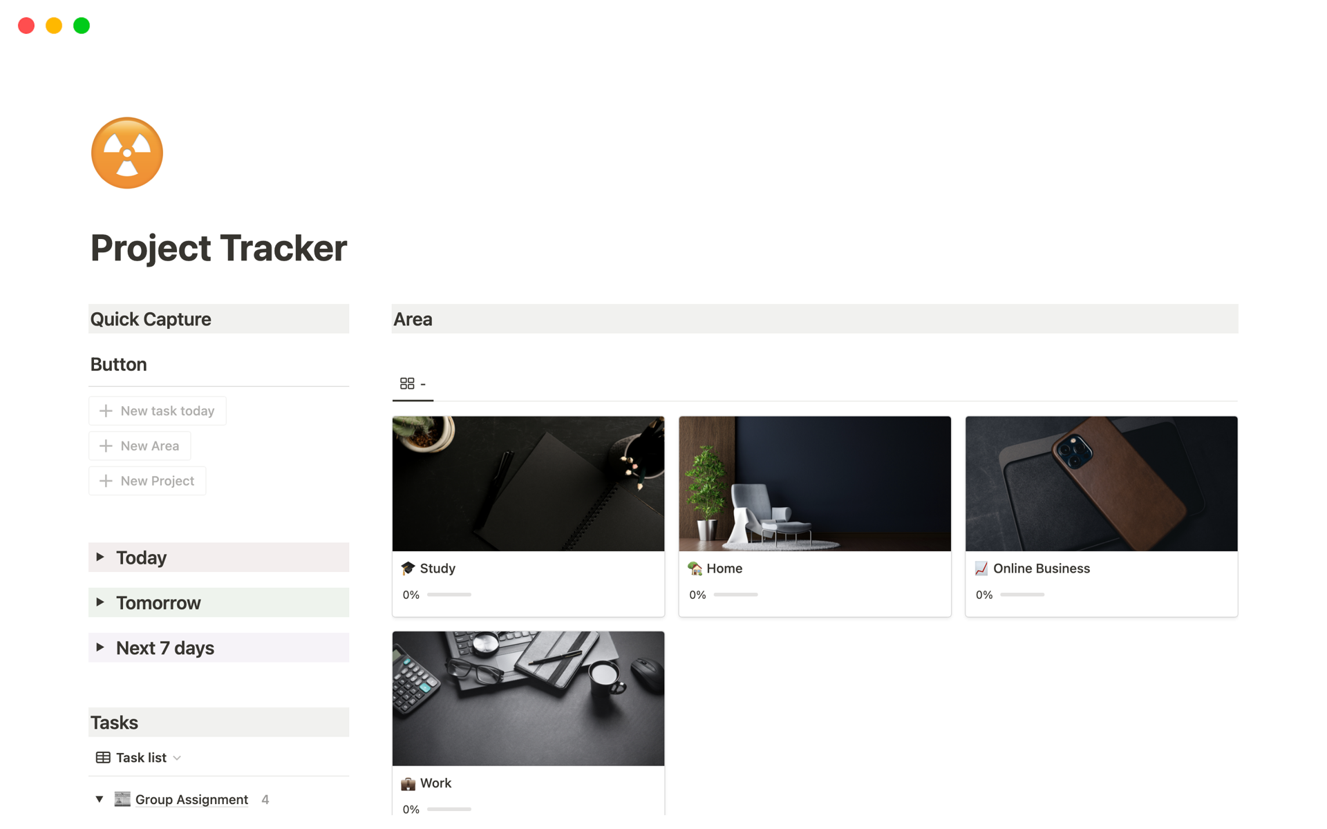 A template preview for Project Tracker