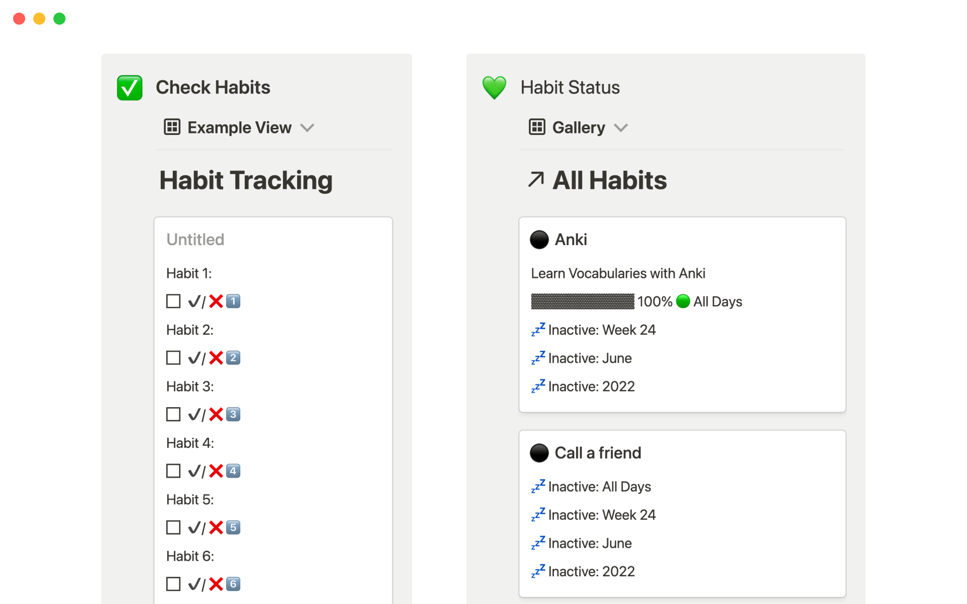 This template will help you to track and visualize your habit tracking process.