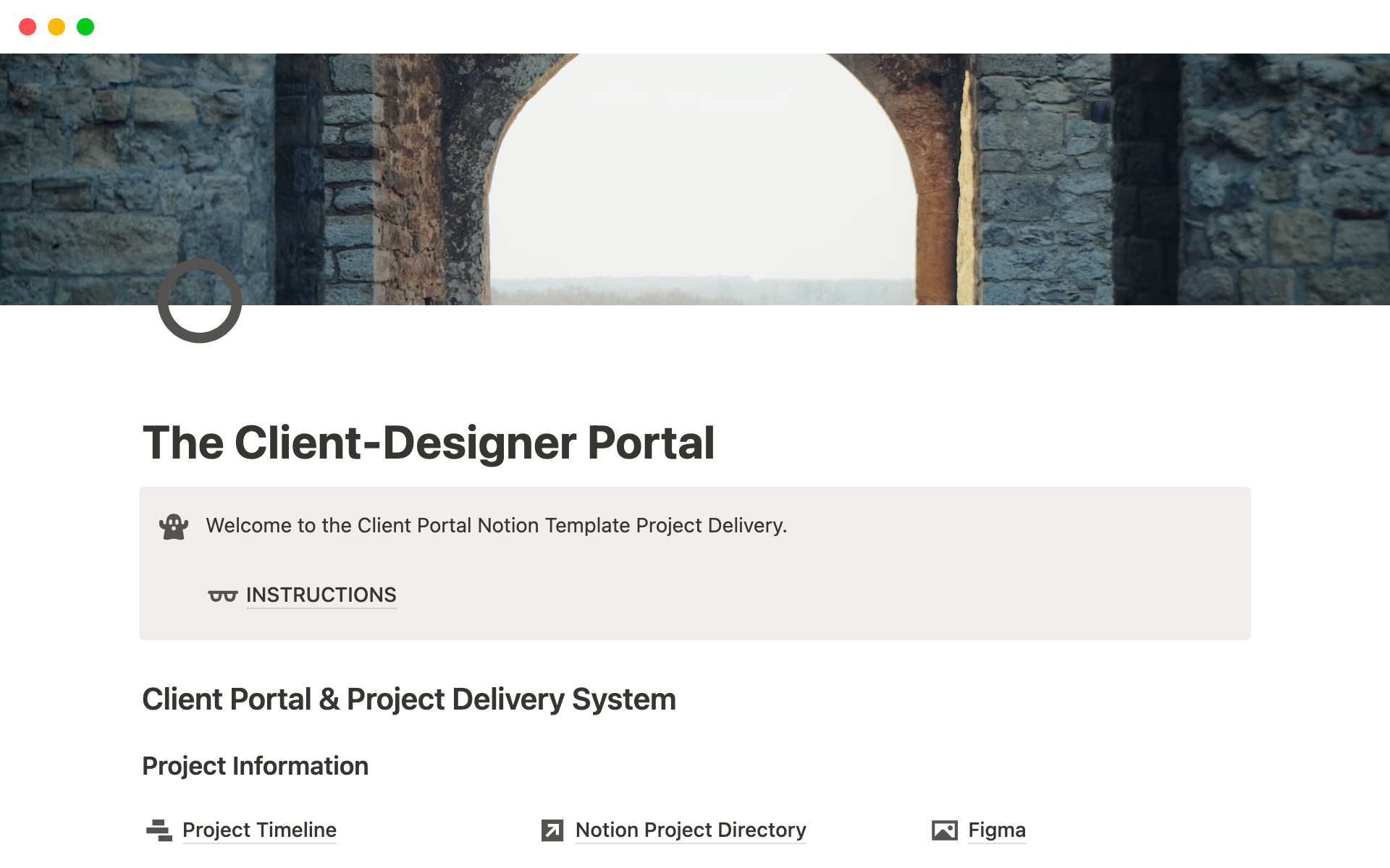 A template preview for The Client Portal Notion Template