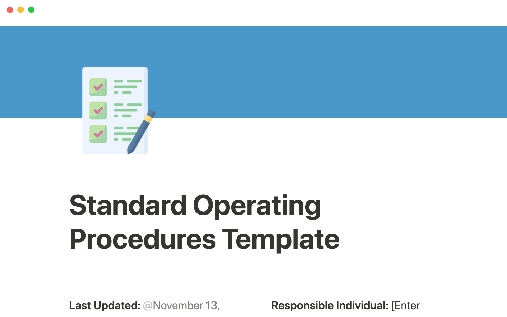 Aperçu du modèle de Standard operating procedure (SOP)