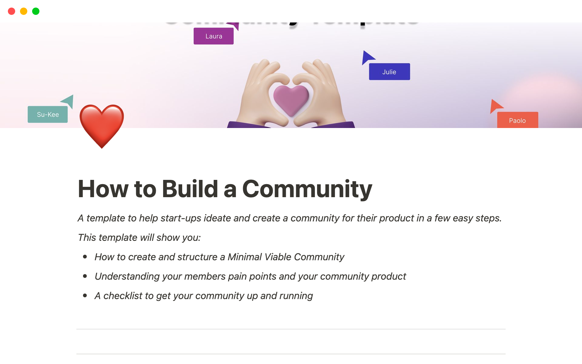A template preview for How to Build a Community
