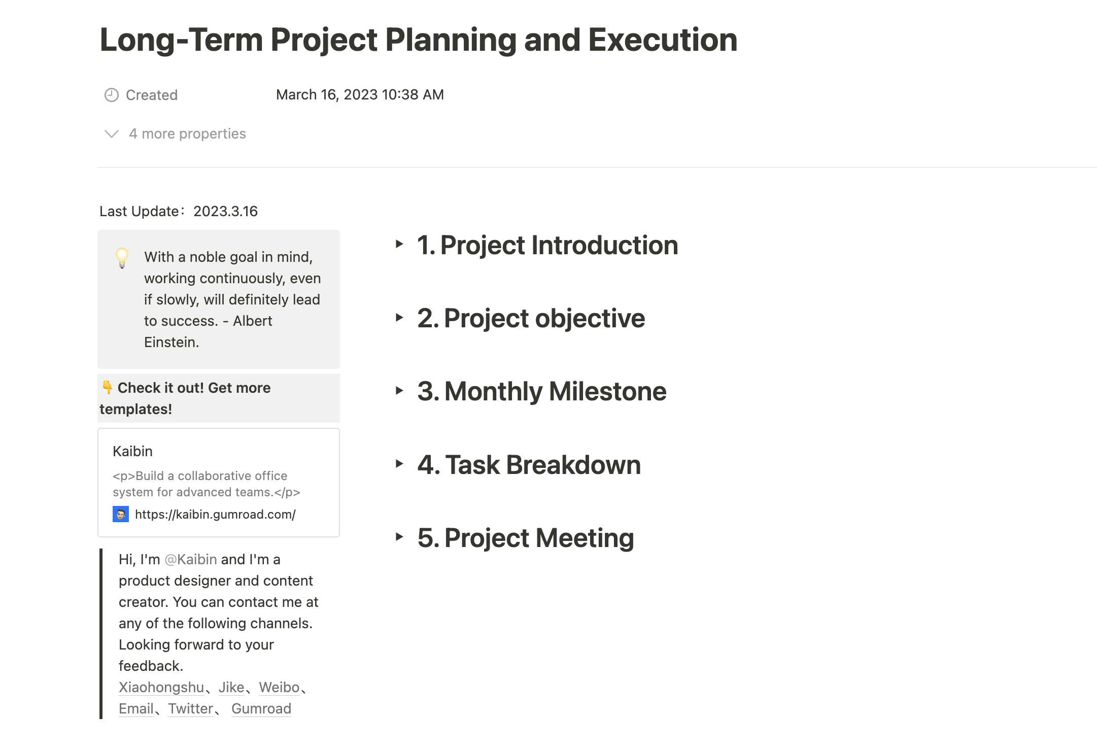 Long-Term Project Planning and Execution template